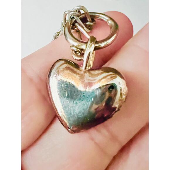 Vintage Made in Korea Puffy Heart Toggle Bracelet 90s Y2K Gold Silver Tone - Picture 6 of 9